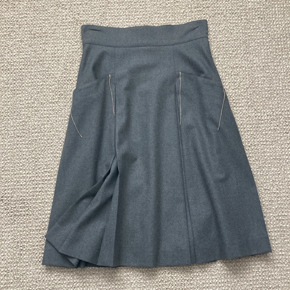 FENDI Gray Wool/Cashmere Blend Pleated High Waist Skirt, Size F40 - Picture 4 of 8